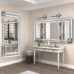 Xxxl Large Gorgeous Diamond Wall Mirror Crushed Crystal Long Full Length Mirror