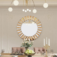 Radiant Sunburst Mirror: Elegant Wall Mounted Decor for Your Living Space Size 80x80cm