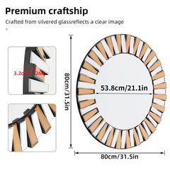 Radiant Sunburst Mirror: Elegant Wall Mounted Decor for Your Living Space Size 80x80cm