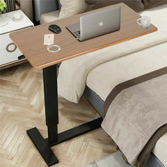Non Tilt Top Overbed Bedside Table with Auto-Touch Adjustable Height Wheels