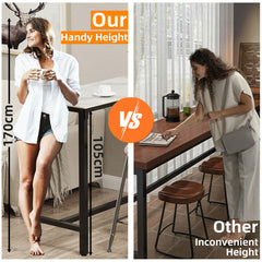 Xxl Marble Kitchen Bar Table Counter Breakfast Dining Table W/ Thicken Metal Leg