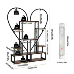 P&P Black & Brown Heart-Shaped Plant Stand with USB Grow Lights for Indoor Plant Display