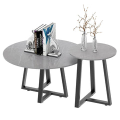 Set of 2 Grey Sintered Stone Tables