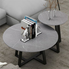 Set of 2 Grey Sintered Stone Tables