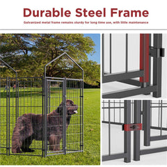 Dog Playpen House Heavy Duty Large Outdoor Dog Kennel Anti-rust Metal Pet Crate