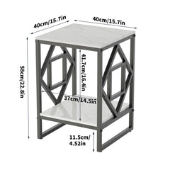 Sleek White Marble Side Table Sofa End Table Bedside Nightstand w Durable Frame