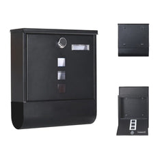 Lockable Mailbox Wall Mounted Mail Letter Post Box with Newspaper Holder Rack