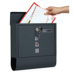 Lockable Mailbox Wall Mounted Mail Letter Post Box with Newspaper Holder Rack
