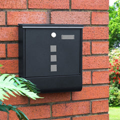 Lockable Mailbox Wall Mounted Mail Letter Post Box with Newspaper Holder Rack