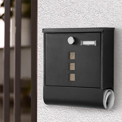 Lockable Mailbox Wall Mounted Mail Letter Post Box with Newspaper Holder Rack