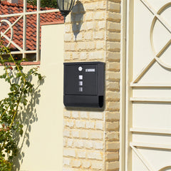 Lockable Mailbox Wall Mounted Mail Letter Post Box with Newspaper Holder Rack