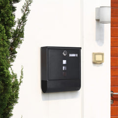 Lockable Mailbox Wall Mounted Mail Letter Post Box with Newspaper Holder Rack