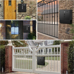 Lockable Mailbox Wall Mounted Mail Letter Post Box with Newspaper Holder Rack
