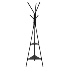Gold Coat Rack, Freestanding Coats Rack Stand with 2 Shelves & 6 Hooks, Free Standing Hall Coat Tree