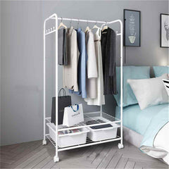 2Tier Rolling Free-Standing Clothing Garment Rack Closet Organizer Open Wardrobe