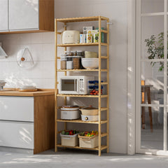 Fin Super Large Wooden Storage Unit 6 Adjustable Shelves Home Kitchen Organization