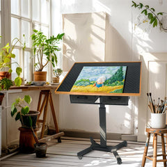 Wooden Jigsaw Puzzle Table with Tilt, Drawers and Rolling Wheels