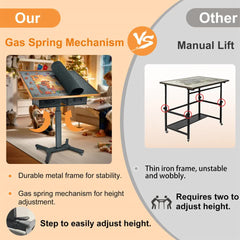 Wooden Jigsaw Puzzle Table with Tilt, Drawers and Rolling Wheels