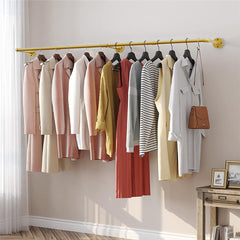 Vintage Gold Wall-Mounted Clothes Rack – Strong Metal Garment Hanging Rail