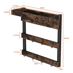 Heavy Duty Wall Mount Coffee Teacup Mug Rack Wood 12 Hook Holder Display Storage