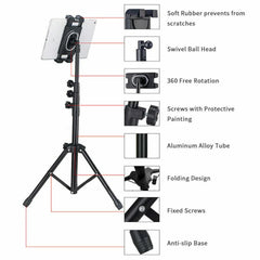 Adjustable 4.7-12.9" Stable Tripod Floor Stand Lazy Tablet Mount Holder for iPad
