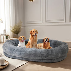 Xxxl Human-Sized Dog Bed Washable Orthopedic Pet Bed Bean Bag With Soft Blanket