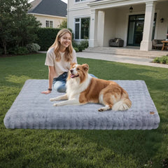 Plush Pet Bed with Non Slip Base and Removable Cover