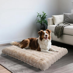Plush Dog Crate Bed with Non Slip Base and Removable Cover