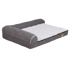 Jumbo Orthopedic Dog Bed Sofa Lounge - Raised High Bolster Pet Bed with Washable Cover Size XL