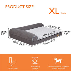 Jumbo Orthopedic Dog Bed Sofa Lounge - Raised High Bolster Pet Bed with Washable Cover Size XL