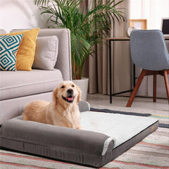 Jumbo Orthopedic Dog Bed Sofa Lounge - Raised High Bolster Pet Bed with Washable Cover Size XL