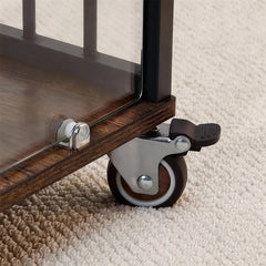 Anti-Bite Glass Indoor Dog Cage - Modern Furniture Style Dog Kennel End Table with Lockable Wheels and Double Doors