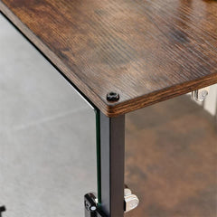 Anti-Bite Glass Indoor Dog Cage - Modern Furniture Style Dog Kennel End Table with Lockable Wheels and Double Doors