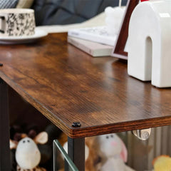 Anti-Bite Glass Indoor Dog Cage - Modern Furniture Style Dog Kennel End Table with Lockable Wheels and Double Doors