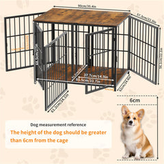 Fin 4 Doors Ultra Thicken Dog Crate Cage End Table Divided Dog Puppy Kennel For 2 Dog