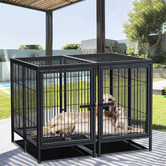 Giant Dog Cage Indoor Outdoor Super-Hard Metal Kennel Pet Playpen W Tray & Divider