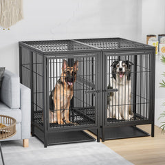 Giant Dog Cage Indoor Outdoor Super-Hard Metal Kennel Pet Playpen W Tray&Divider