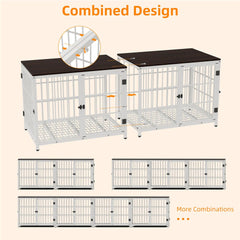 P&P White Walnut XL Dog Crate with Furniture Style Top, 3 Doors and Easy Clean Tray Included