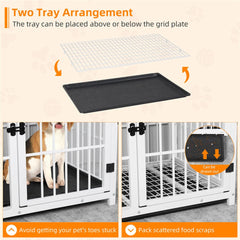 P&P White Walnut XL Dog Crate with Furniture Style Top, 3 Doors and Easy Clean Tray Included