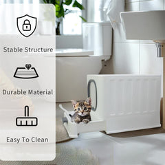 Big Top Entry Deep Tray Enclosed Kitty Cat Litter Box Easy To Clean Pull Handle