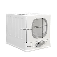 Big Top Entry Deep Tray Enclosed Kitty Cat Litter Box Easy To Clean Pull Handle