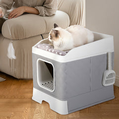 Large Hooded Cat Litter Box with Enclosed Top