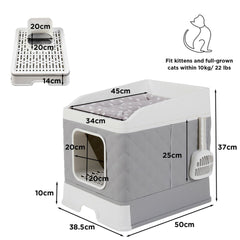 Large Hooded Cat Litter Box with Enclosed Top