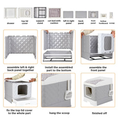 Large Hooded Cat Litter Box with Enclosed Top