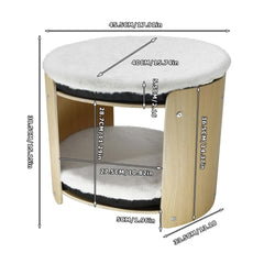 Natural Wood Cat Bunk Bed with Cushioned Two Tiers for Stylish Pet Comfort