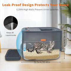 P&P Jumbo Stainless Steel Cat Litter Box for Multi-Cats Large Toilet Box with Removable Lid