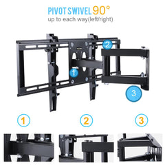 32"-65" Heavy Duty Wall Corner Tv Mount Articulating Premium Swing Arm Bracket