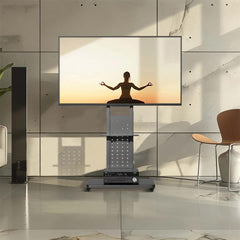 Heavy-Duty Rolling TV Cart Stand with Wheels for 32"–65" TVs | Height Adjustable Mobile Floor Mount