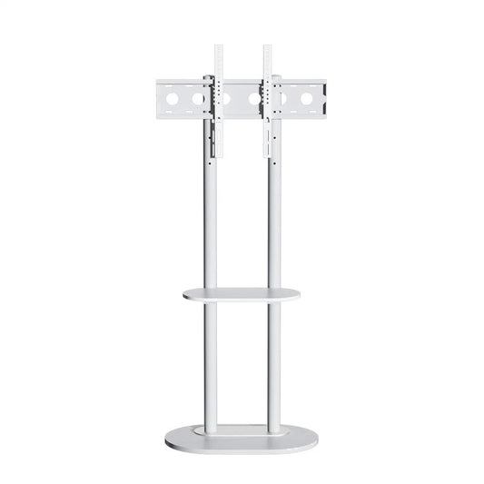 Minimalist Marble Textured Floor Tv Stand 32"-75" Strong Steel Tv Bracket Stable