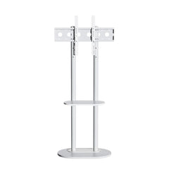 Minimalist Marble Textured Floor Tv Stand 32"-75" Strong Steel Tv Bracket Stable